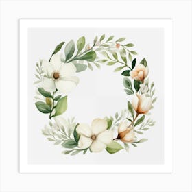 Magnolia Wreath 3 Art Print