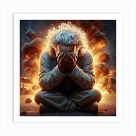 Man With The Burning Hair Art Print