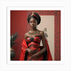 African Woman In Red Dress Art Print