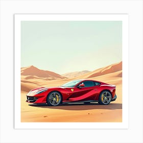 Ferrari 812 Superfast Set In A Radiant Watercolor Desert 1 Art Print