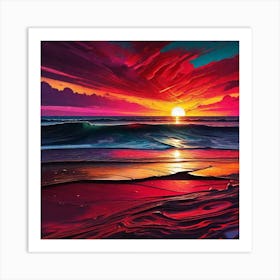 Sunset At The Beach 233 Art Print