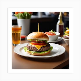 Hamburger In A Restaurant 4 Art Print