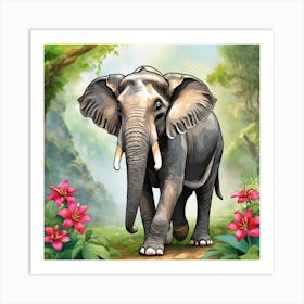 Elephant In The Jungle Art Print