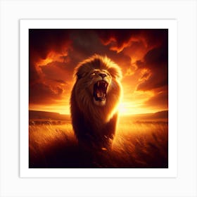 Lion Roaring Art Print