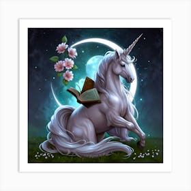 Unicorn Reading A Book 3 Art Print