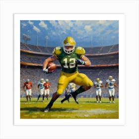 Momentum Football Player in Full Gear Art Print