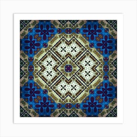 Modern Abstraction Pattern Ethnic Blue Art Print