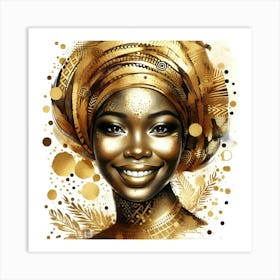 African Woman In Gold Turban 1 Art Print