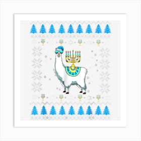 Hanukkah Llama Cute Alpaca Chanukah Ugly Christmas Xmas Gift Art Print