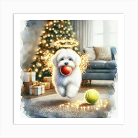 Maltese Angel Playing at Christmas Art Print