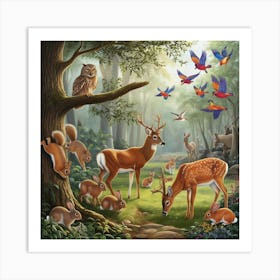 Deer In The Forest Art Print