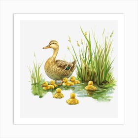 Springtime-Duck-Pond-Clipart.8 Art Print