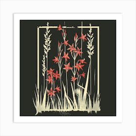 Red Flowers In A Frame Art Print