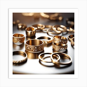 Gold Rings Collection Art Print