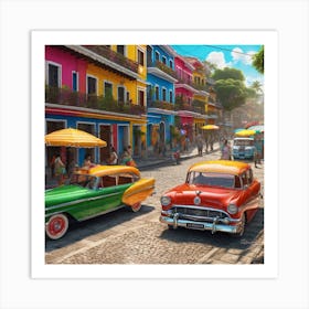 Classic Cars In Cuba Art Print