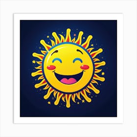 Lovely smiling sun on a blue gradient background 107 Art Print