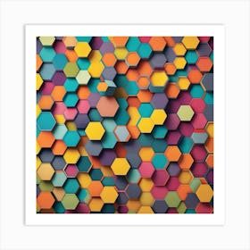 3d Hexagonal Background Art Print