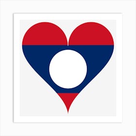 Heart Love Laos Asia South East Asia Flag Art Print