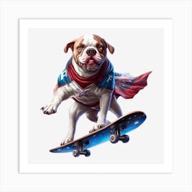 Bulldog Skateboarder Art Print