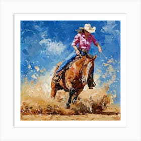 Cowgirl Riding A Horse Art Print