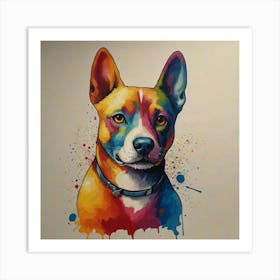 Dog With Paint Splatters Art Print