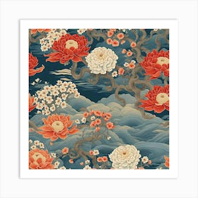 Japanese Floral Wallpaper Art Print