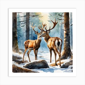 Deer In The Woods 75 Art Print