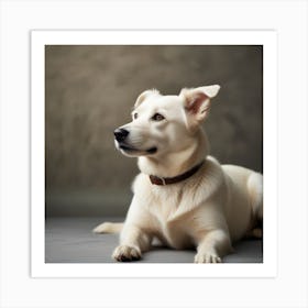 Portrait of White Dog Art Print