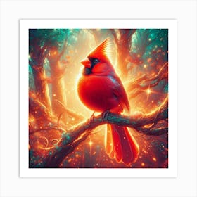 Cardinal In The Forest 1 Art Print