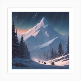 Snowy Mountain Road Art Print