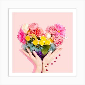 Heart Shaped Bouquet Of Flowers 1 Art Print