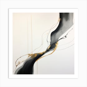 Black Gold Splash Waves 5 Art Print