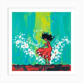 Dancer In Red Dress Art Print