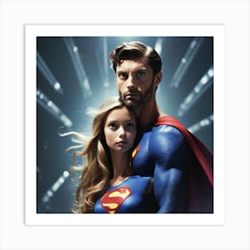 Superman And Supergirl Art Print