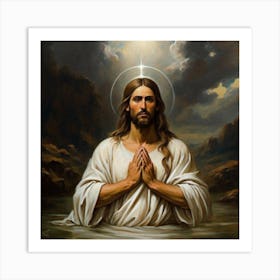 Jesus In The Water 1 Art Print