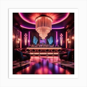 Bar With A Chandelier Art Print