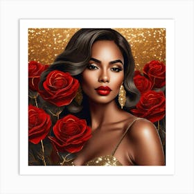 Red Roses Portrait Art Print