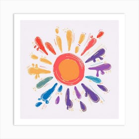 Rainbow Sun Splatter Kids Nursery Art Print