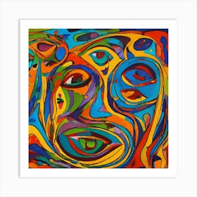 Pastel Geometric Abstract Face Art Print