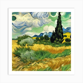 A Wheatfield With Cypresses, Vincent van Gogh 15 Art Print