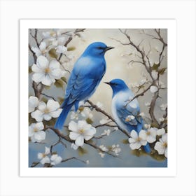 Bluebirds In Blossom 2 Art Print