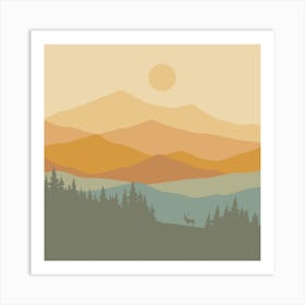 Deer In The Mountains Art Print