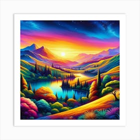 Sunset In The Mountains 1 Art Print