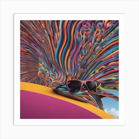 New Poster For Ray Ban Speed, In The Style Of Psychedelic Figuration, Eiko Ojala, Ian Davenport, Sci Art Print