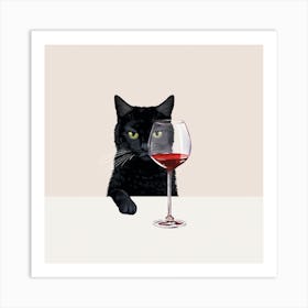 23 Winecat Black Rgb Art Print