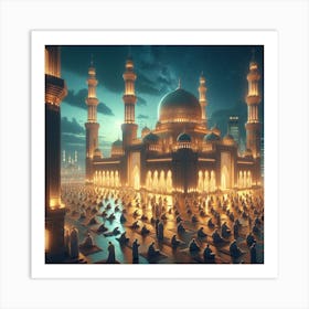 Islamic Mosque At Night 5 Art Print