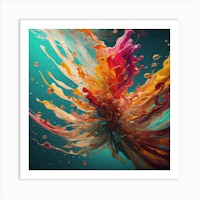 An Abstract Color Explosion 1, that bursts with vibrant hues and creates an uplifting atmosphere.Generated with AI,Art style_Aquatic,CFG Scale_3.0,Step Scale_50 Art Print