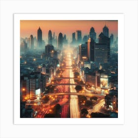 Cityscape At Dusk Art Print