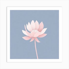 A White And Pink Flower In Minimalist Style Square Composition 47 Art Print