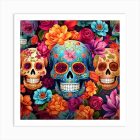 Day Of The Dead Skulls Art Print